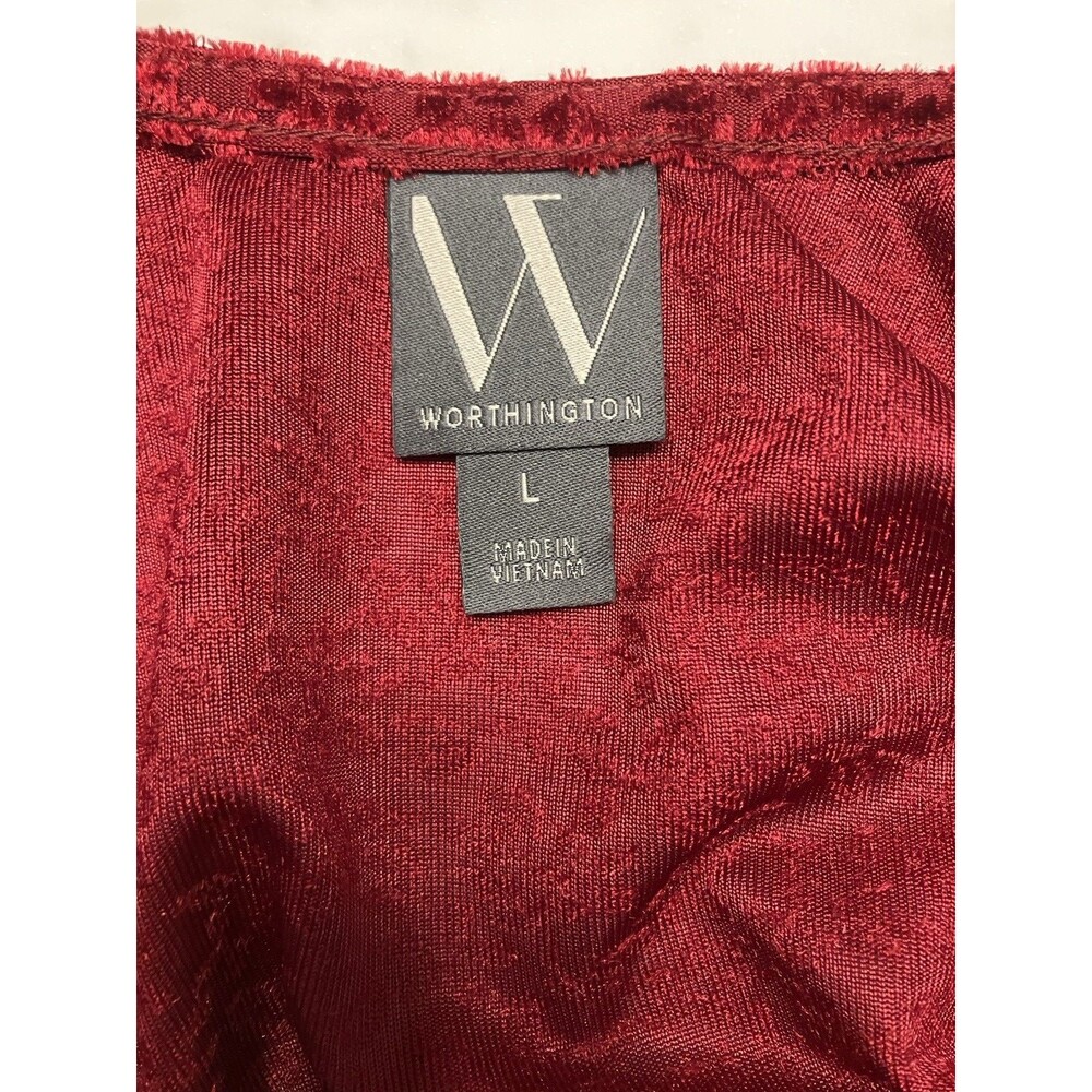 Worthington Womens Luxury Red Blouse Size Large NWT - Picture 2 of 7
